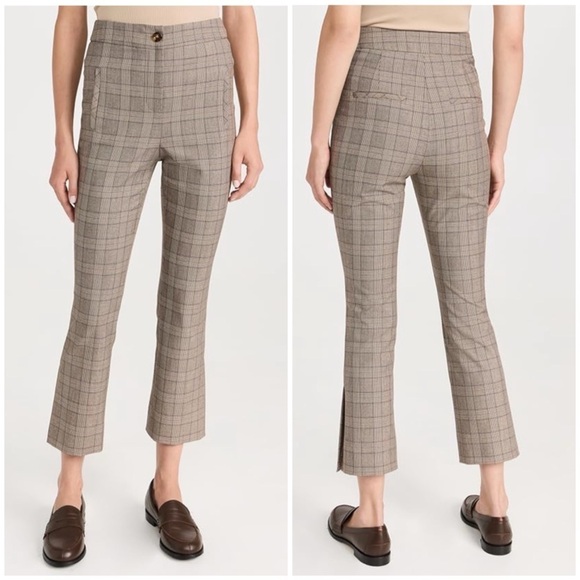 NWT Veronica Beard Arte Pants Flared Cropped Trouser Plaid Academia Sz 8 - Picture 1 of 13